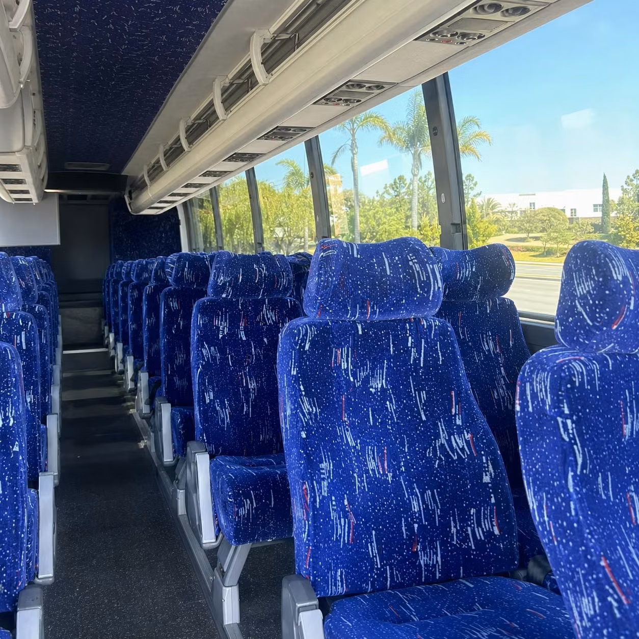 56 passenger charter bus inside